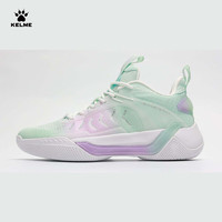 卡尔美（KELME）篮球鞋男防滑缓震透气舒适比赛训练运动鞋 星空薄荷绿紫 40