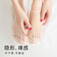 袜子女春夏季薄款丝袜耐磨蕾丝防滑棉底短袜无痕薄款水晶袜中筒袜