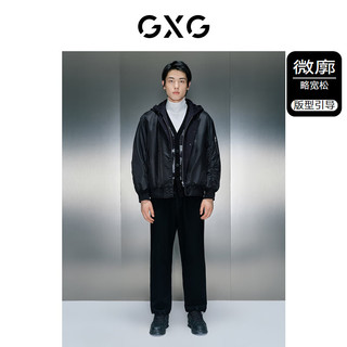 GXG 男装 假两件连帽飞行员夹克 GEX12129884 黑色 180/XL