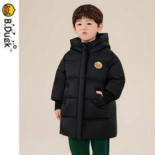 B.Duck小黄鸭童装男童羽绒服加厚外套中长款冬季儿童冬装上衣 黑色 160cm