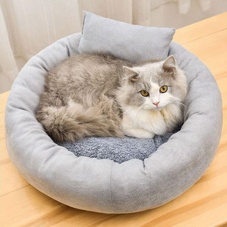 茨格曼 猫窝冬季加绒保暖猫床四季通用猫咪垫子可拆洗宠物窝 灰色M