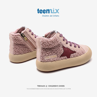 TEENMIX 天美意 儿童加绒加厚保暖鞋 紫色 34