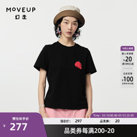 幻走（MOVEUP）2024春季纯棉设计师短款T恤女 熔岩黑  S