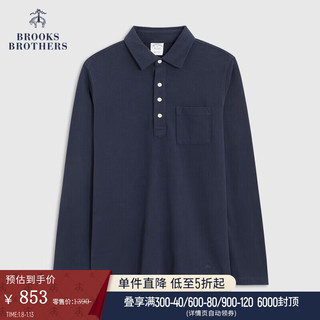 布克兄弟（BrooksBrothers）男士新纯棉美式休闲翻领长袖POLO衫 4004-藏青色 M