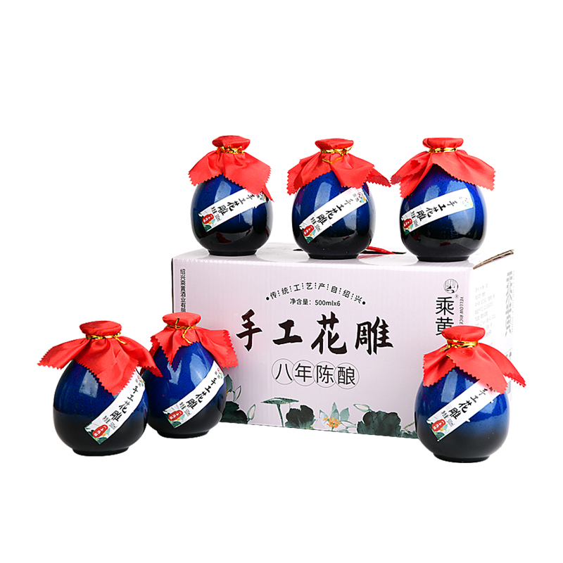 88VIP：乘黄 绍兴花雕酒八年陈手工黄酒500ml*6瓶装整箱礼盒装甜酒加饭酒