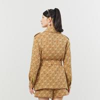【专柜同款】春秋女装高级重工字母提花翻领一手长大衣