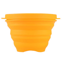 御良材 硅胶折叠碗  厨房调料碗 泡面碗 旅行碗700ml 折叠硅胶碗橙70CCS