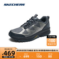 SKECHERS 斯凯奇 男子复古户外鞋轻质缓震舒适厚底增高237221C 银色/黑色/SLBK 42.5