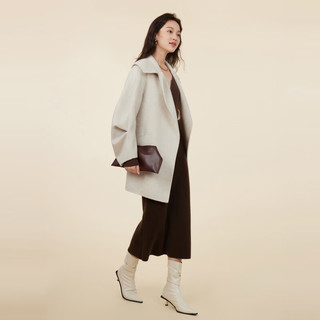洛可可（ROCOCO）洛可可中长款双面羊毛大衣女装2023流行冬季毛呢外套 燕麦色 S