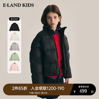 E·LAND KIDS【90%鹅绒】童装冬季女童立领短款羽绒面包服 Black黑色/19 150cm