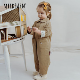 Milkbarn2024婴儿长袖长裤连体服宝宝纯棉哈衣爬服婴幼儿衣服 沙茶色 73cm(6-12m)