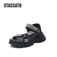 STACCATO 思加图 夏季新款时尚水钻厚底凉鞋魔术贴圆头凉鞋女鞋EEJ04BL2