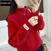 GOOMIL LEE本命年龙年毛衣女韩版秋装高领慵懒风加厚秋冬宽松内搭雪尼尔 大红色 均码