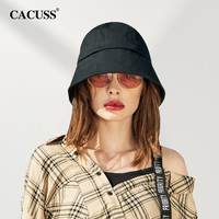 CACUSS棉质帽子女士遮阳帽水桶帽防晒帽防紫外线渔夫帽春夏秋款黑色大号 大号（适合头围58-62CM左右）