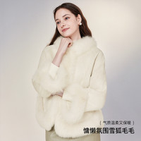 糖力狐狸毛领羽绒服女斗篷式派克服外套