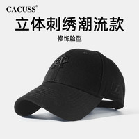 CACUSS帽子男女时尚百搭棒球帽字母刺绣户外遮阳运动帽款 黑色 中号