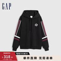 Gap女装冬2023LOGO校园风百搭抓绒宽松连帽衫840929 黑色 160/80A(S)亚洲尺码