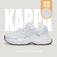 KAPPA卡帕男女同款加绒运动鞋老爹鞋潮流休闲保暖棉鞋 白色/鲨鱼灰【加绒款】 39