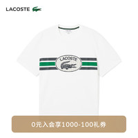 LACOSTE法国鳄鱼男装23冬季时尚百搭圆领短袖T恤|TH5957 70V/米白色 3/S/170