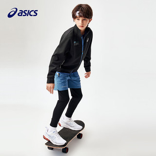 asics/亚瑟士童装24年春季男女儿童立领外套舒软轻弹针织便服 001黑色 130cm