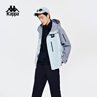 卡帕（Kappa）防风衣2023男拼色防水防油休闲外套连帽多口袋长袖 烟熏蓝-8242 M