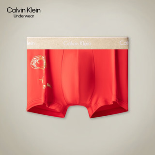 Calvin Klein内衣【龙年新春系列】男新年红印花低腰防夹臀内裤NB3758 XAT-胭脂红 XL