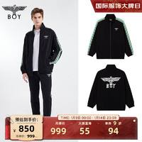 BOY LONDON秋季款棒球服美式复古绣花撞色条纹休闲针织外套N12001 黑色 XS