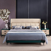 光明家具现代简约真皮床主卧1.8米双人床婚床卧室家具组合 15512 一床2柜