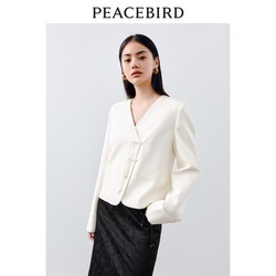 PEACEBIRD WOMEN 太平鸟女装 白色新中式外套 A8BBD3A2283