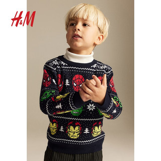 H&M童装男童儿童针织衫冬季棉质卡通印花休闲套衫1110476 绿色/精灵宝可梦 90/52