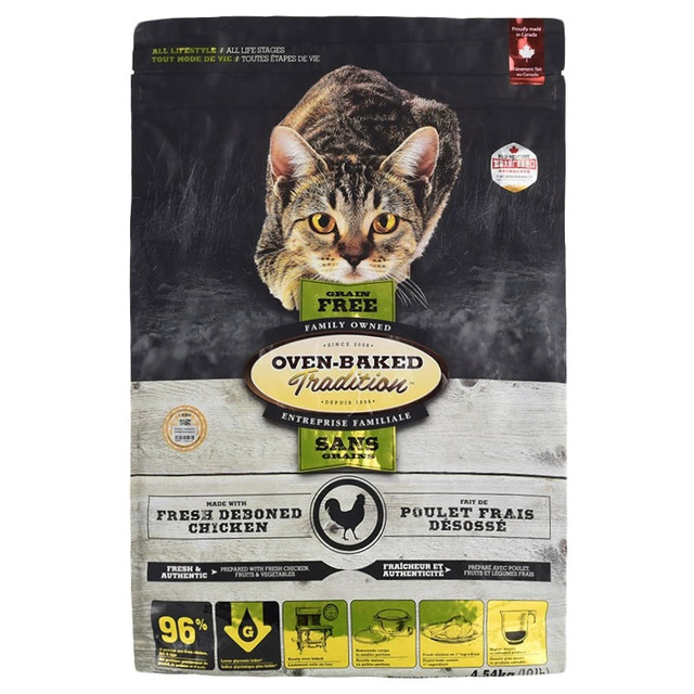 Oven Baked Tradition 欧恩焙 低温烘焙猫粮贝欧恩培无谷鸡鸭鱼肉成幼10磅