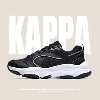 KAPPA卡帕女鞋运动鞋冬季皮面软底跑步鞋休闲鞋厚底增高老爹鞋 黑色 39