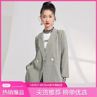 VERO MODA 商务通勤翻领双排扣休闲七分袖西装外套女