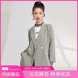 VERO MODA 翻领双排扣七分袖西装外套 322108009E05