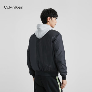 Calvin Klein  Jeans男士简约字母印花休闲棒球领棉服外套J324337 BEH-太空黑 M