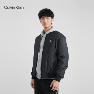 Calvin Klein  Jeans男士简约字母印花休闲棒球领棉服外套J324337 BEH-太空黑 M