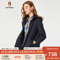 Hush Puppies暇步士女装中长款休闲连帽外套 196深蓝 L