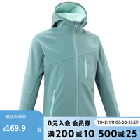 迪卡侬儿童软壳衣男童女童户外加绒保暖秋夹克运动外套KIDD松杉绿155-4606985