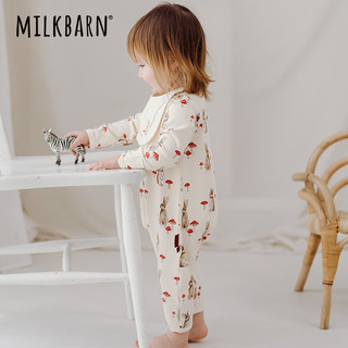 Milkbarn2024婴儿衣服新生儿长袖连体服男女宝宝春秋哈衣爬服连体衣 米色兔兔 73cm(6-12m)