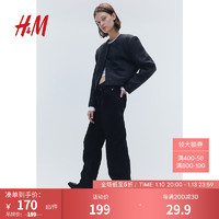 H&M【新年系列】女装牛仔裤2024春季柔软直筒高腰长裤1209534 黑色 155/60A