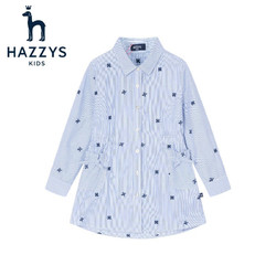 HAZZYS 哈吉斯 女童长袖裙 彩条 145