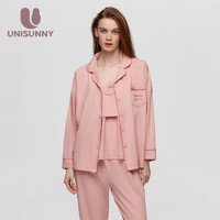 unisunny月子服产后哺乳吊带睡衣三件套产妇喂奶衣服装家居服春秋款 粉色 XXL