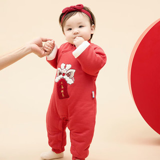Tongtai 童泰 婴儿连体衣冬季男女拜年新年衣服外出服TS34D524-DS红色73cm