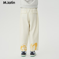 M.Latin/马拉丁童装儿童裤子24年春女童大童童趣印花牛仔长裤阔腿裤 本白 110cm