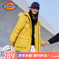 dickies棉服 可脱卸毛领字母印花多口袋夹克 男士秋冬厚外套 夹克男 9551 姜黄 M