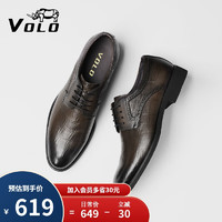 VOLO犀牛男鞋商务正装西装皮鞋男士舒适透气软底德比皮鞋 卡其 40 