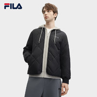 FILA 斐乐男士棉服2024春季时尚休闲宽松连帽假两件外套 正黑色-BK 185/104A/XXL