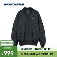 斯凯奇（Skechers）2024年春新年男子时尚百搭双面穿裥棉夹克外套L124M008 炭灰色/000G S