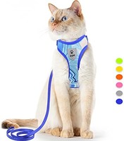 猫咪胸背带和牵引绳套装 时尚防逃脱猫背心胸背带 反光饰边