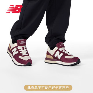 new balance 24男鞋女鞋574LG系列复古经典百搭运动休闲鞋 酒红色/米白色 U574LGRB 38.5 (脚长24cm)